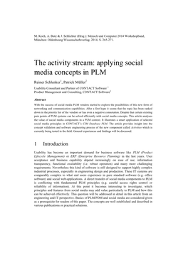 The Activity Stream: Applying Social Media Concepts in PLM