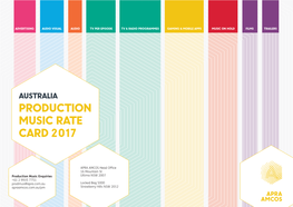 Production Music Rate Card 2017