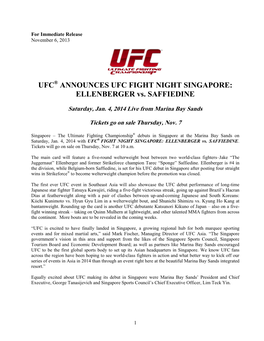 Ufc Announces Ufc Fight Night