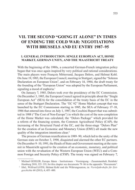 Vii . the Second “Going It Alone” in Times of Ending the Cold War: Negotiations with Brussels and Eu Entry 1987–95