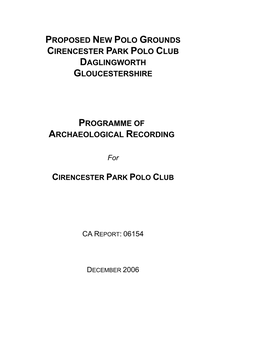 Proposed New Polo Grounds Cirencester Park Polo Club Daglingworth Gloucestershire