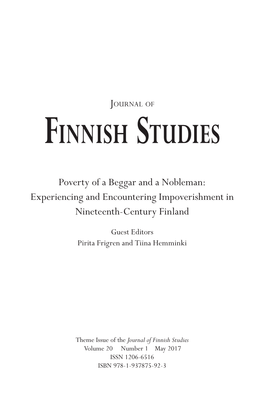 Finnish Studies Volume 20 Number 1 May 2017 ISSN 1206-6516 ISBN 978-1-937875-92-3