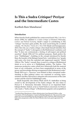 Periyar and the Intermediate Castes