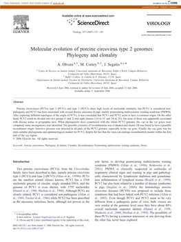 Molecular Evolution of Porcine Circovirus Type 2 Genomes: Phylogeny and Clonality ⁎ A