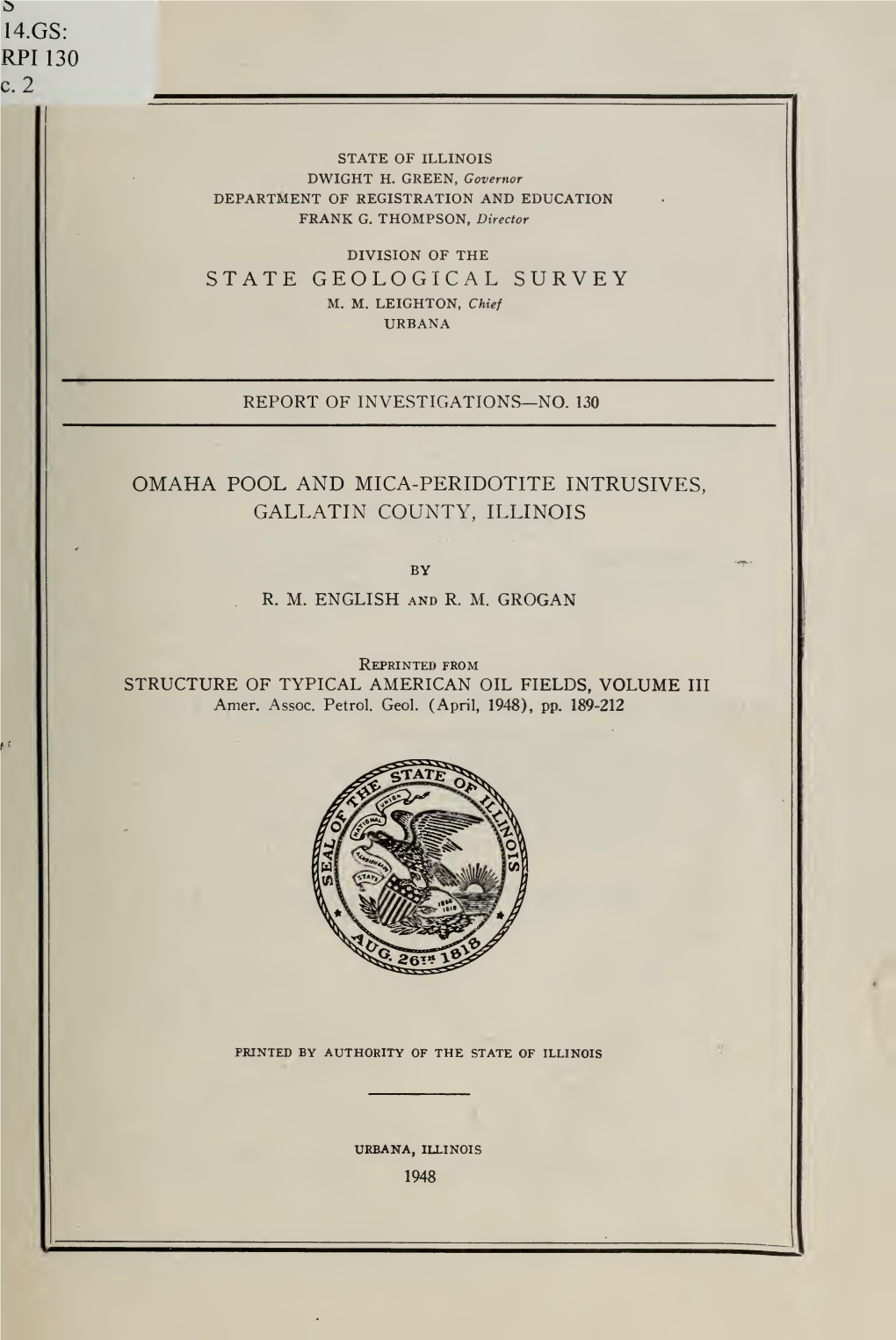 Omaha Pool and Mica-Periodotite Intrusives, Gallatin County, Illinois