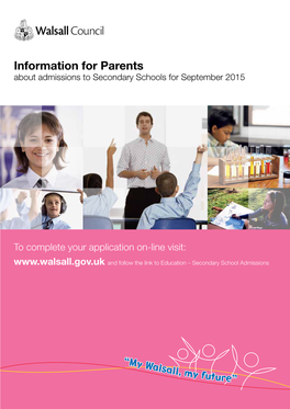 Information for Parents About Admissions to Secondary Schools for September 2015