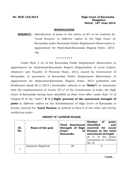 No. HCE 132/2014 High Court of Karnataka Bangalore Dated: 18 Th June 2014