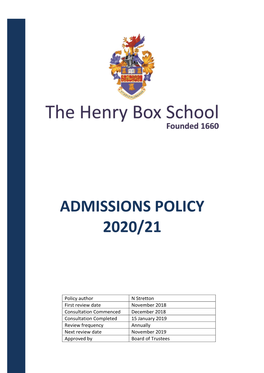 Admissions Policy 2020/21