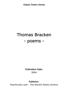 Thomas Bracken - Poems