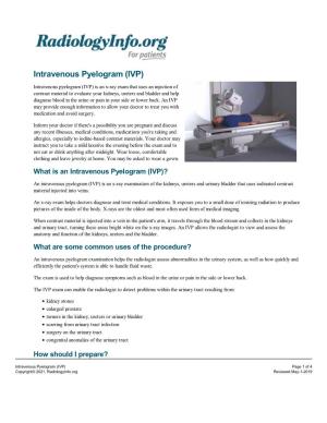 Intravenous Pyelogram (IVP)