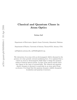 Classical and Quantum Chaos in Atom Optics
