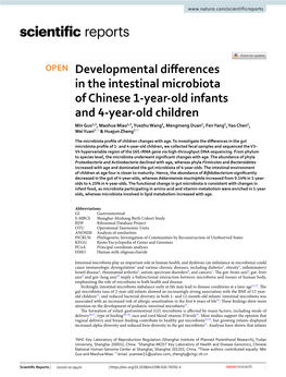 Developmental Differences in the Intestinal Microbiota of Chinese 1-Year-Old Infants and 4-Year-Old Children