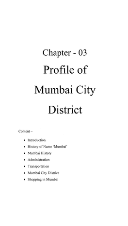 Profile of Mumbai City District