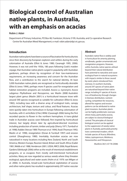 Biological Control of Australian Native Plants, in Australia, with an Emphasis on Acacias Robin J