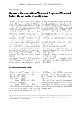 Vineyard Demarcation, Vineyard Register, Vineyard Index, Geographic Classification