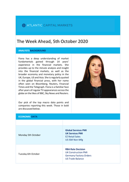 The Week Ahead, 5Th October 2020