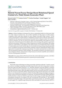 Hybrid Neural Fuzzy Design-Based Rotational Speed Control of a Tidal Stream Generator Plant