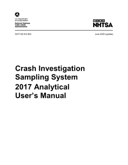 Crash Investigation Sampling System (CISS) 2017 Analytical User's Manual