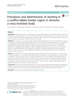 Prevalence and Determinants of Stunting in a Conflict-Ridden Border Region in Armenia - a Cross-Sectional Study Arin A