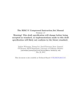 The RISC-V Compressed Instruction Set Manual