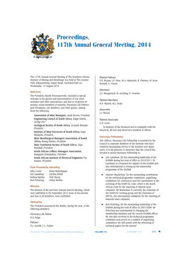 Proceedings, 117Th Annual General Meeting, 2014