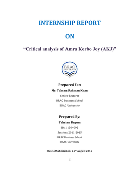 Internship Report On