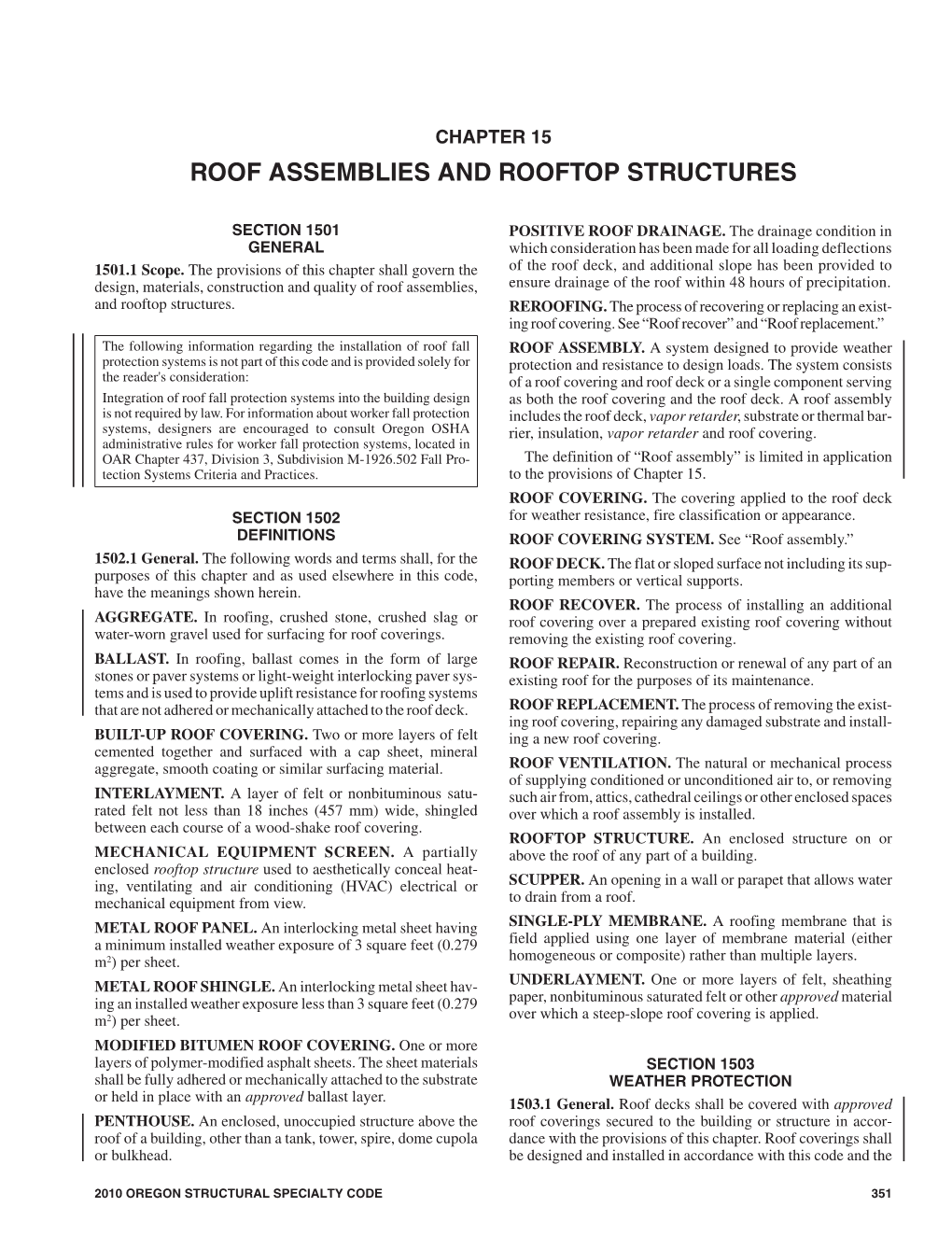 Chapter 15 Roof Assemblies and Rooftop Structures