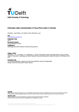 Delft University of Technology Particulate Matter Characterization