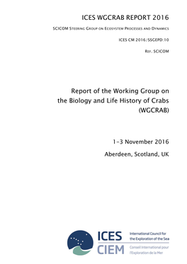 Report of the Working Group on the Biology and Life History of Crabs (WGCRAB)