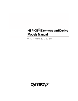 HSPICE Elements and Device Models Manual
