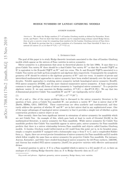 Hodge Numbers of Landau-Ginzburg Models