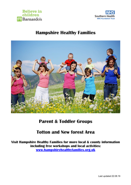 Hampshire Healthy Families Parent & Toddler Groups Totton and New