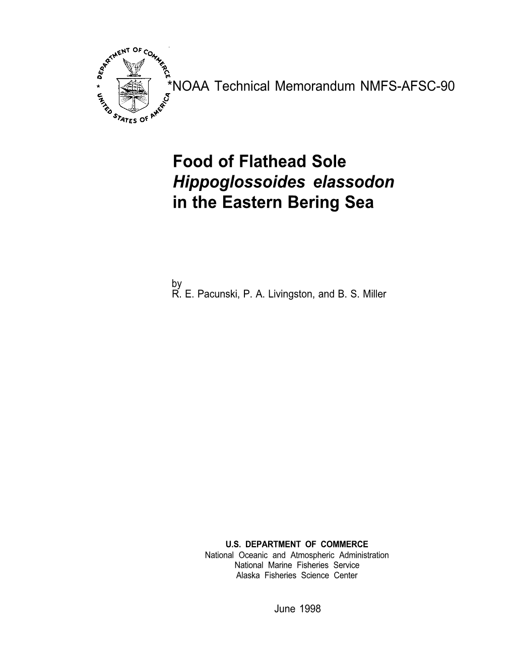 Food of Flathead Sole Hippoglossoides Elassodon in the Eastern Bering Sea