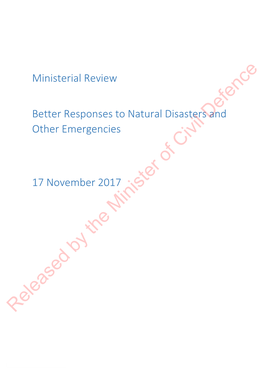 Ministerial Review: Better Responses to Natural Disasters and Other Emergencies in New Zealand