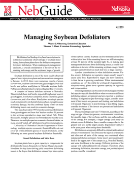 Managing Soybean Defoliators Wayne J
