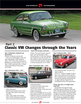 Part 2 Classic VW Changes Through the Years Classic VW Changes Continued