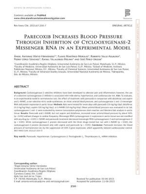 Parecoxib Increases Blood Pressure Through Inhibition Of