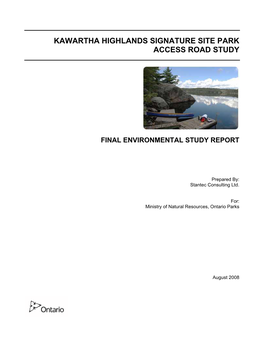 Kawartha Highlands Signature Site Park Access Road Study