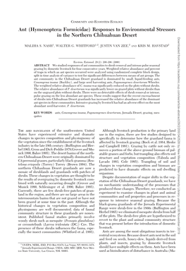 Ant (Hymenoptera: Formicidae) Responses to Environmental Stressors