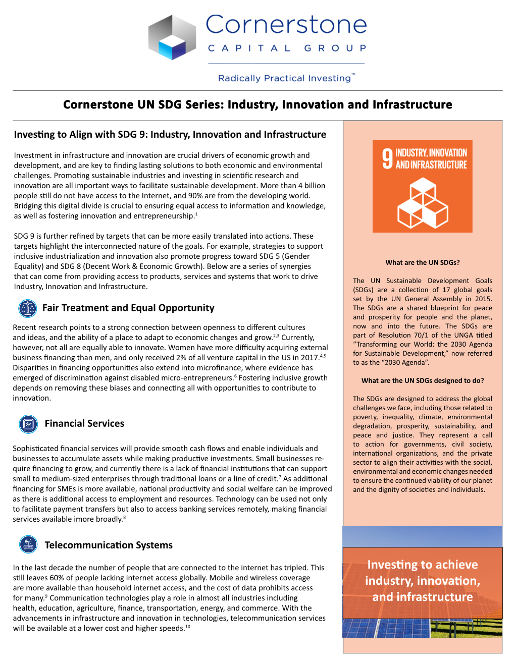 Investing to Achieve Industry, Innovation, and Infrastructure