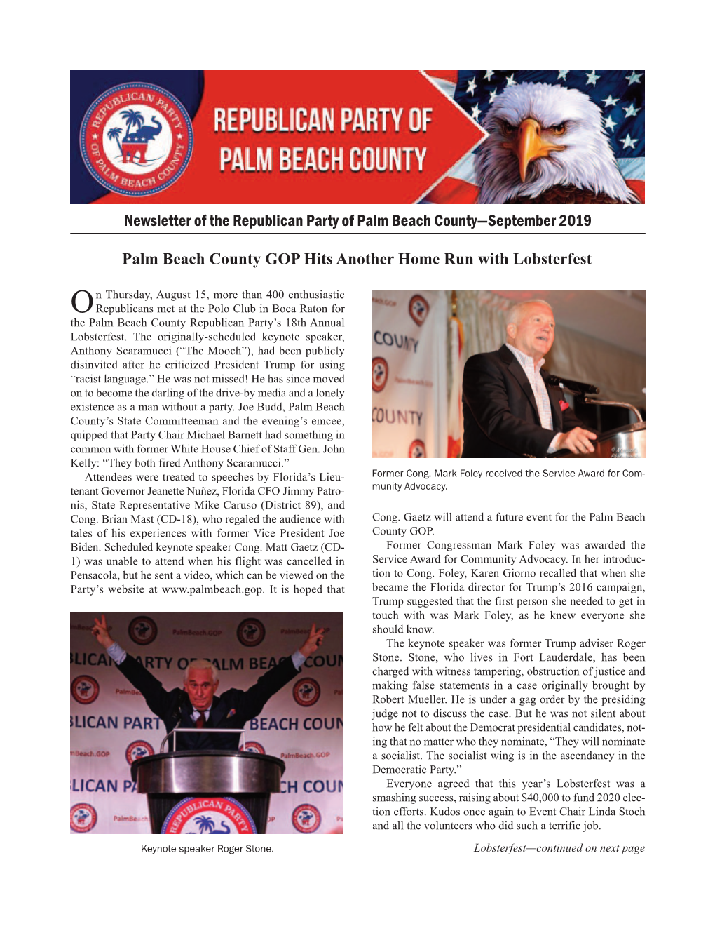 Newsletter of the Republican Party of Palm Beach County—September 2019