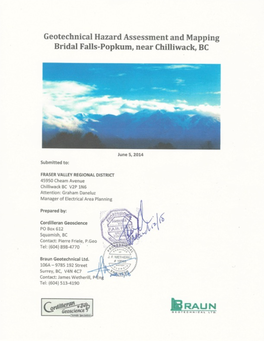 Bridal Falls Cordilleran Geotechnical Study