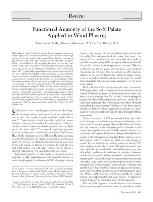 Functional Anatomy of the Soft Palate Applied to Wind Playing