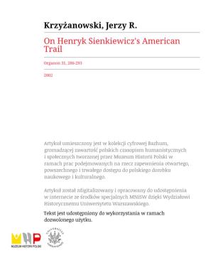On Henryk Sienkiewicz's American Trail