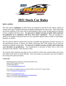 2021 Stock Car Rules