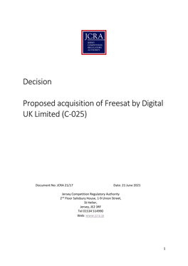 Decision Proposed Acquisition of Freesat by Digital UK Limited (C-025)