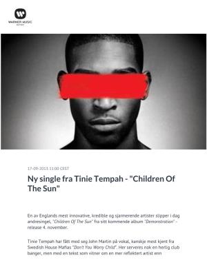 Ny Single Fra Tinie Tempah - "Children of the Sun"