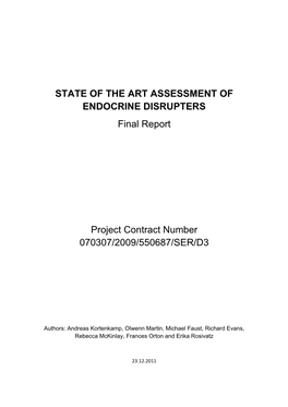STATE of the ART ASSESSMENT of ENDOCRINE DISRUPTERS Final Report
