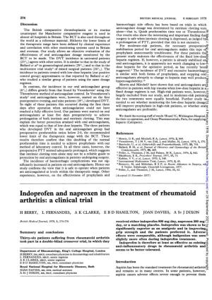 Indoprofen and Naproxen in the Treatment of Rheumatoid Arthritis