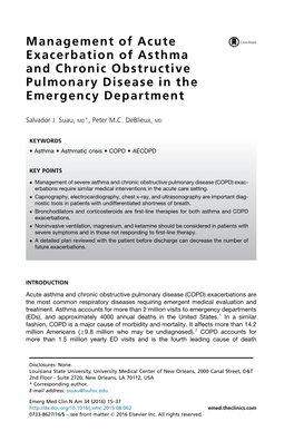 Management of Acute Exacerbation of Asthma and Chronic Obstructive Pulmonary Disease in the Emergency Department